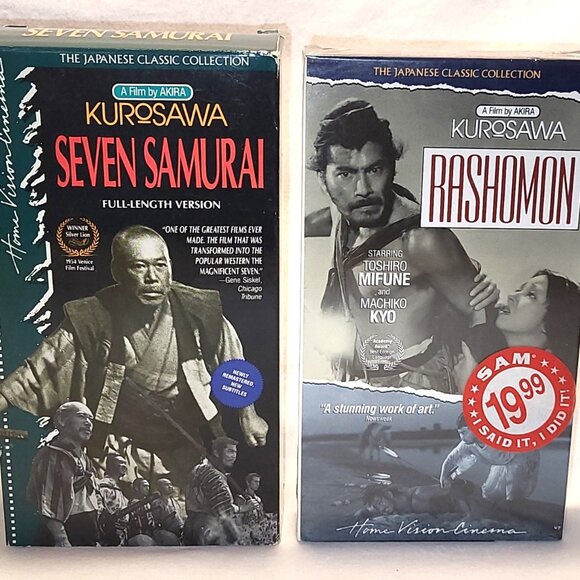 Akira Kurosawa 2 Seven Samurai 1954 & Rashomon 1950 - 3 VHS B&W Japanese ExCond - Picture 1 of 5
